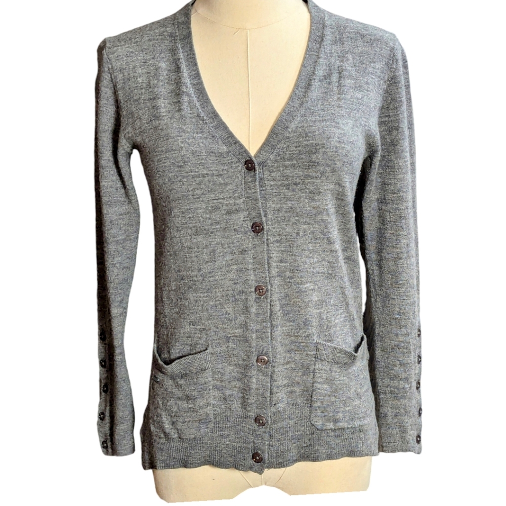 Lacoste Grey New Wool Cardigan Size Small
